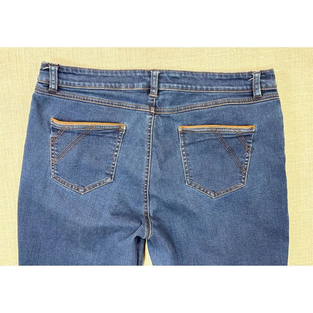 Foxcroft NYC Women's Jeans 16 Blue Straight Leg Stretch Denim Contrast Piping - Picture 5 of 12